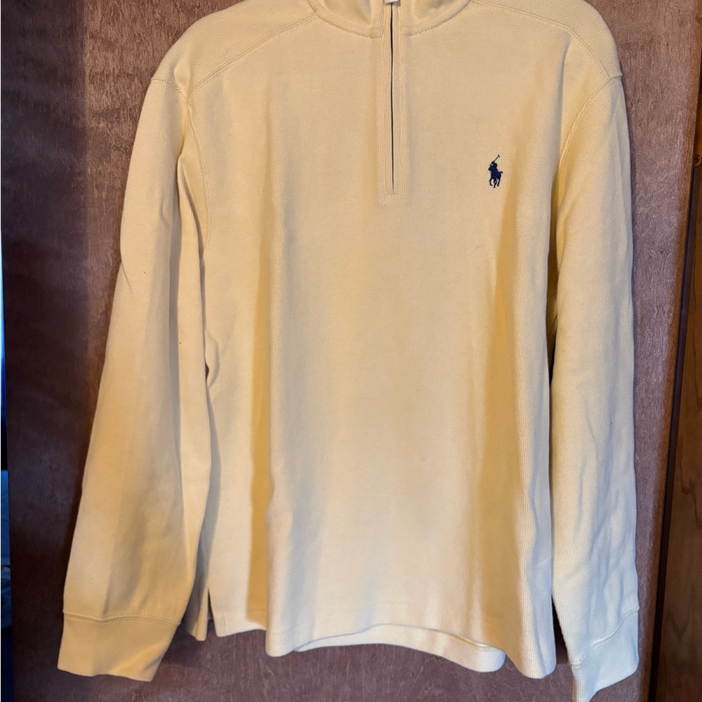 Polo Ralph Lauren Men's Classic 1/4 Zip-Up Pull-Over… Cotton …in Pale Yellow
